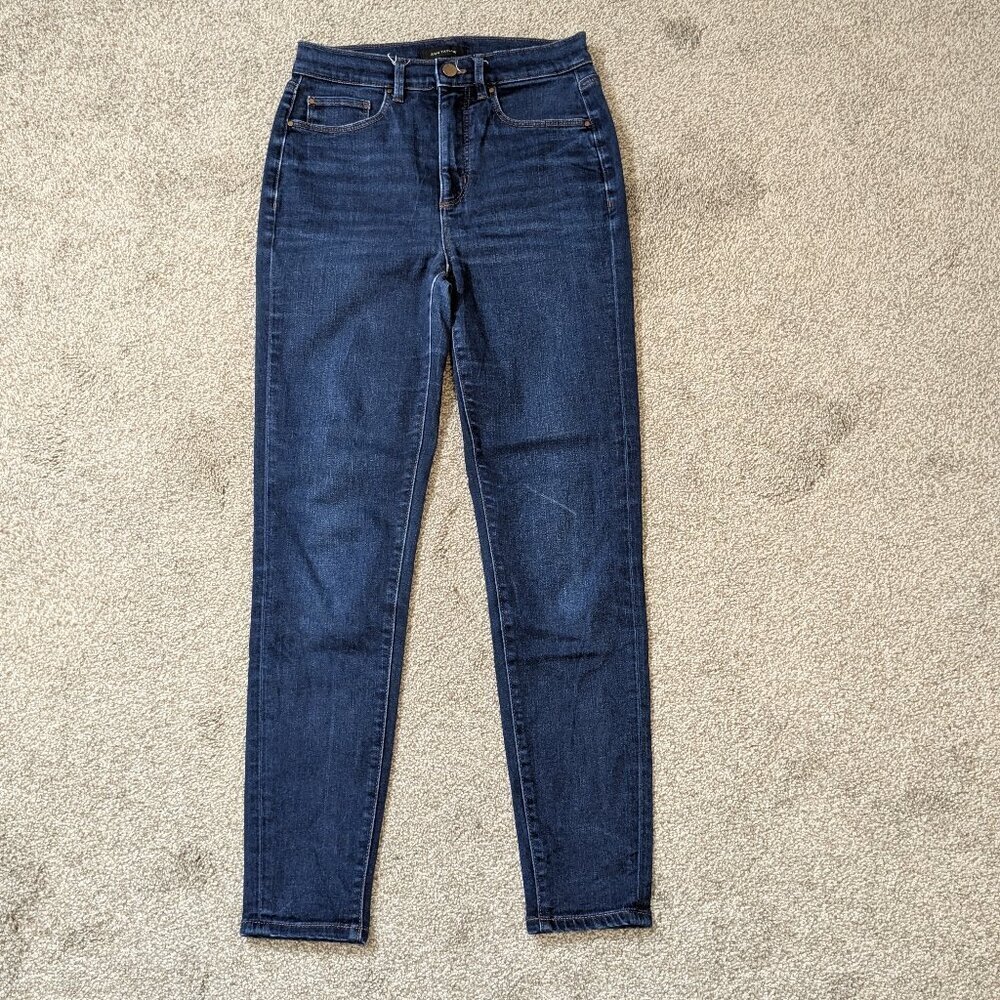 ANN TAYLOR Dark Blue Stretch Denim High Rise Skinny Jeans; Size 2